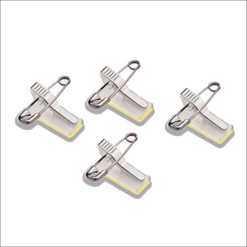 Self-adhesive clips for badge with pin