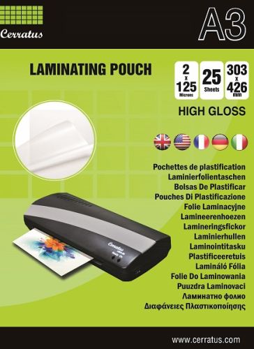 Cerratus laminating pouch A3, 125 mic - 25 pcs in pack /1/
