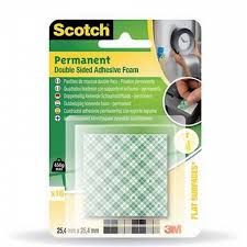 25.4 x 25.4 mm. Scotch 111 - double side mounting pieces 