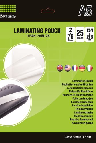 А5, 75mic. laminating pouch film Cerratus